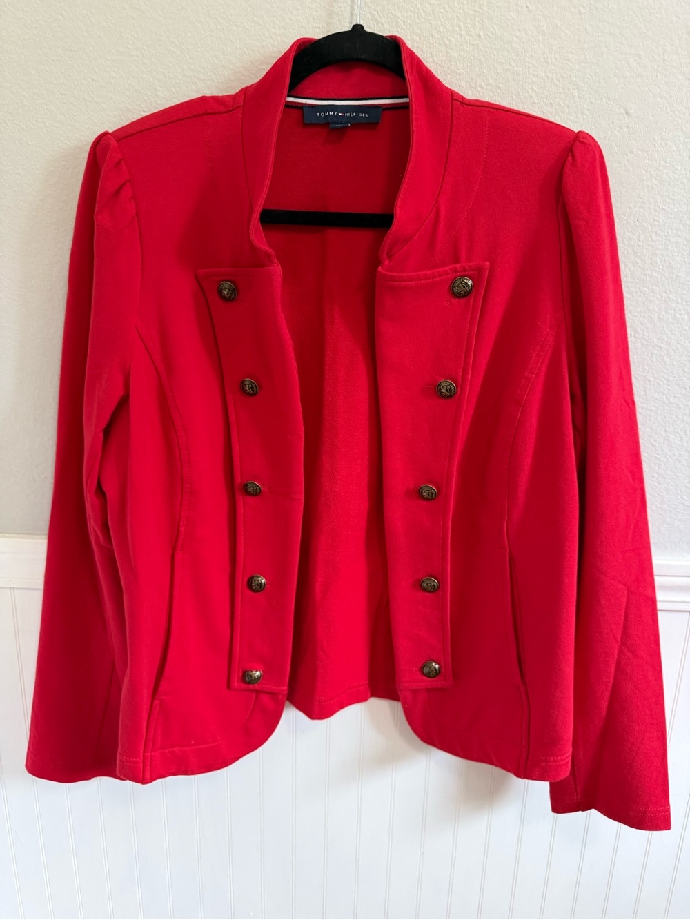 Tommy Hilfiger Cotton Bright Red Military-Inspired Blazer